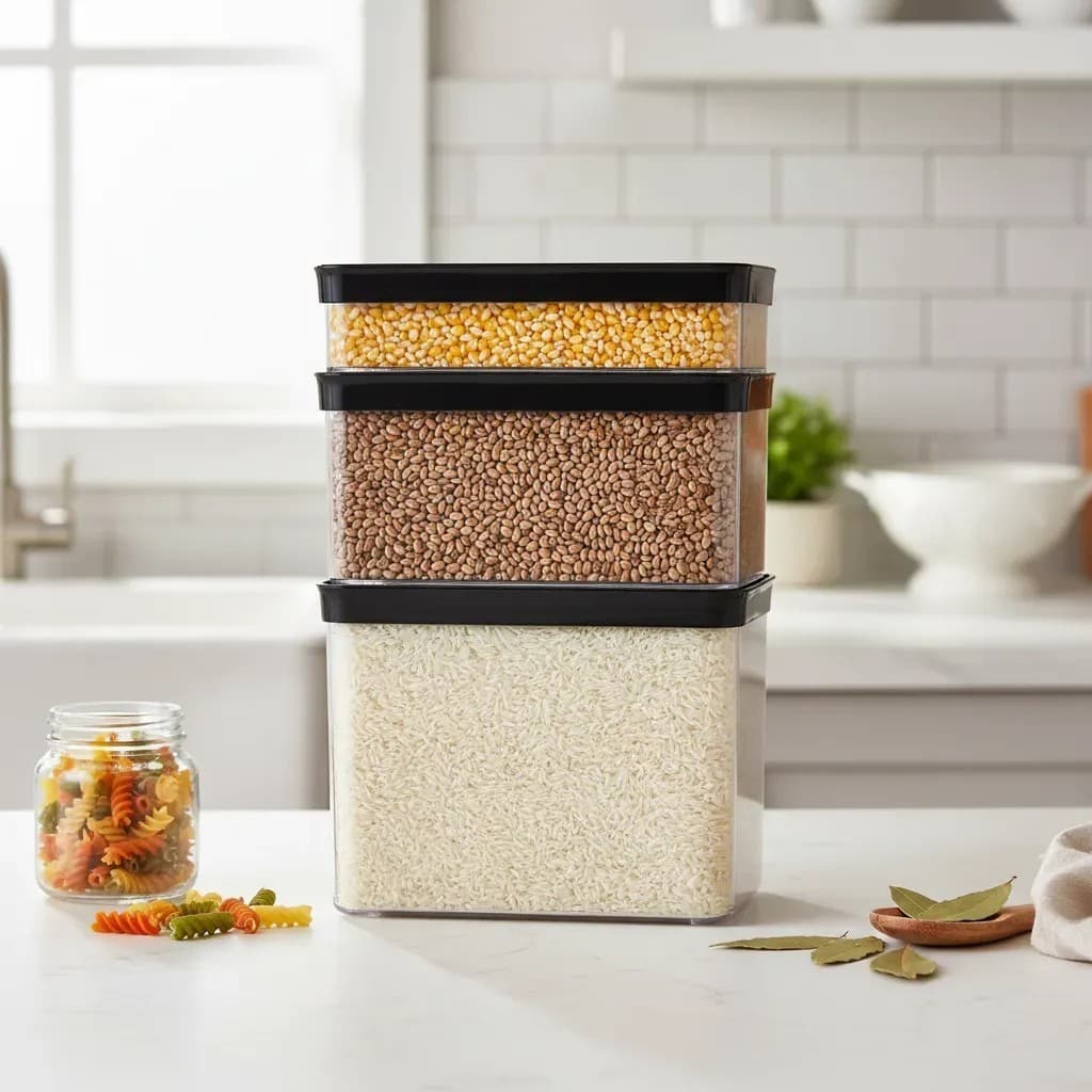 Conjunto de 3 Potes Herméticos para Mantimentos, 4000ml, 2500ml e 1100ml
