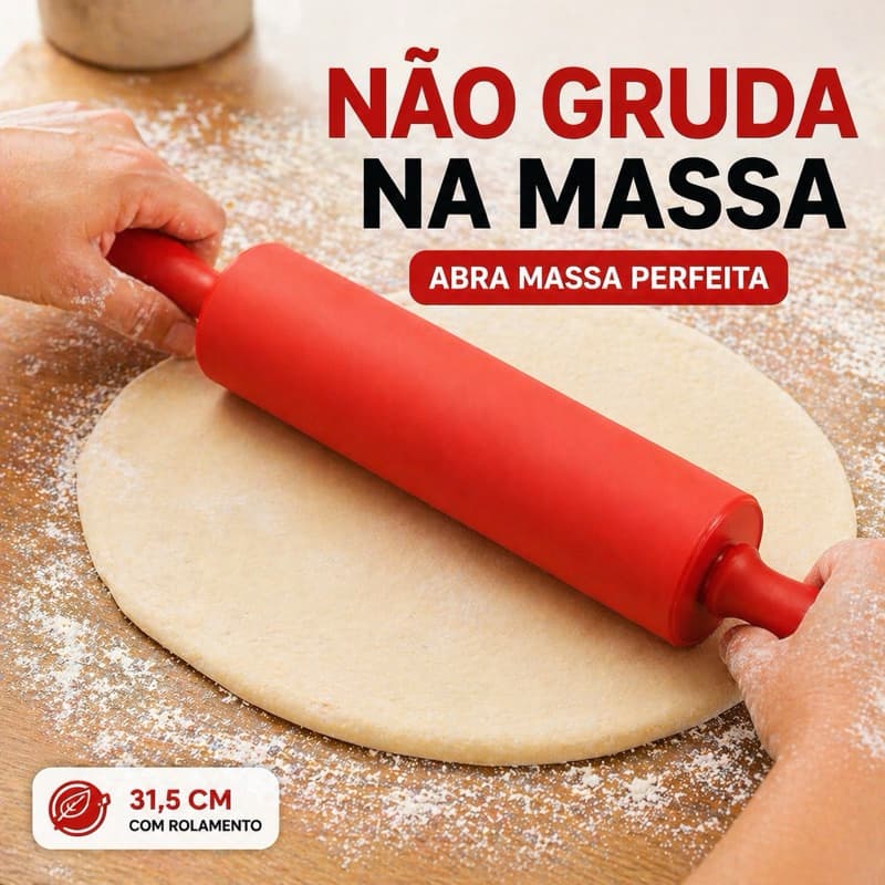 Rolo de Massa de Silicone Antiaderente 31,5X5,4CM Massa Pizza Pães Pão Padaria Multicolorido
