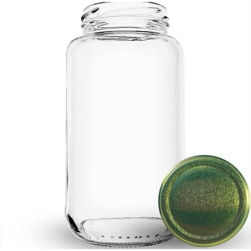 12 Potes De Vidro Para Conserva 800 ml Com Tampas Douradas