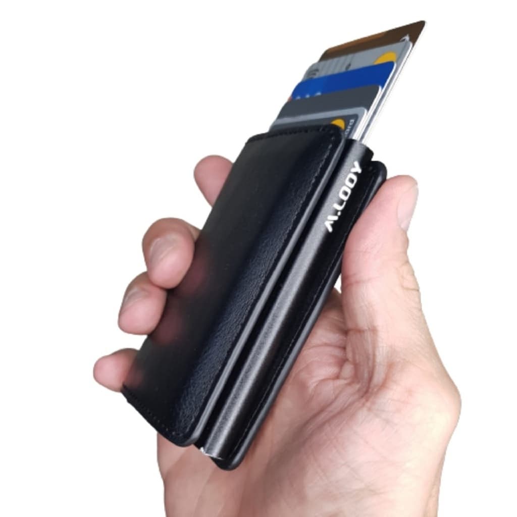 Carteira M.looy Porta Cartões Pop Up Couro Antifurto Rfid mágica Futurista