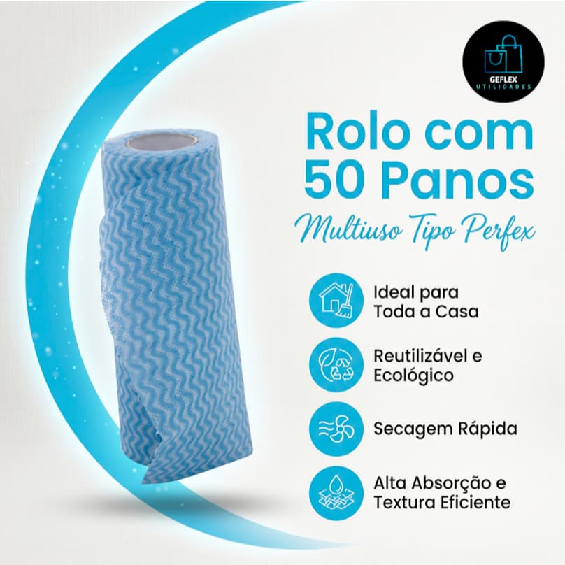 Pano Multiuso Tipo Perfex 50 Folhas Picotado Reutilizável Kit 20X40 Alta Absorção