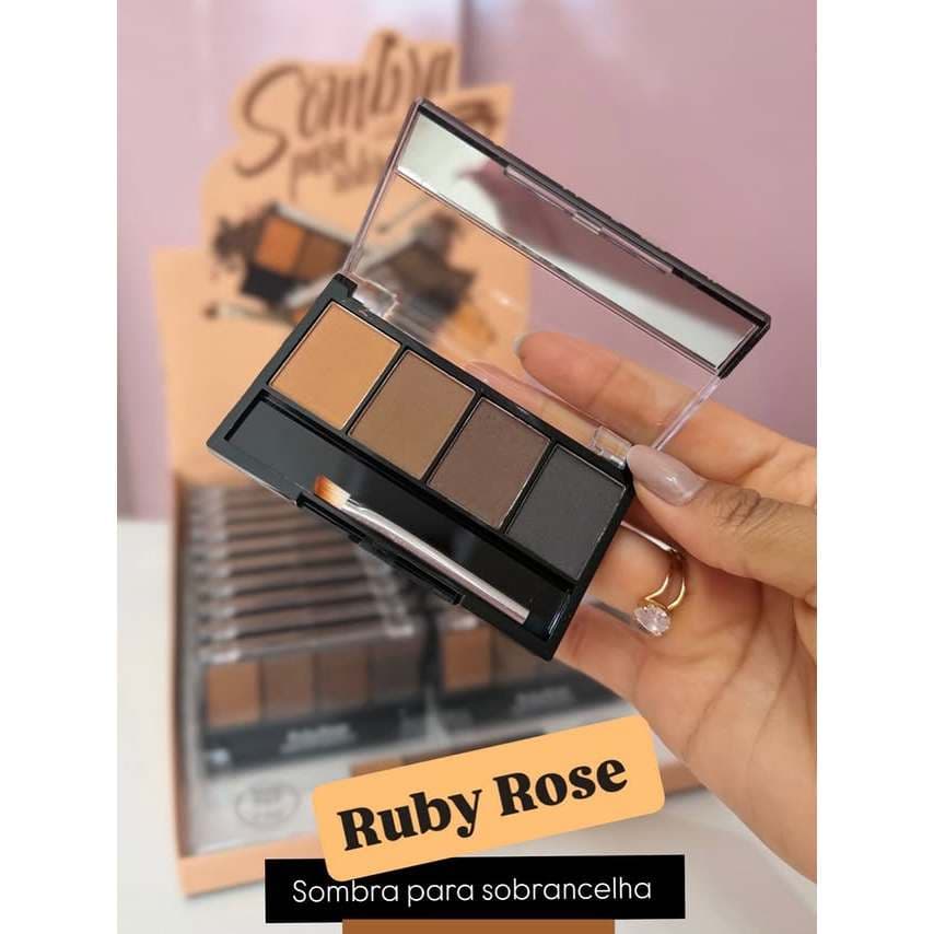 Sombra Sobrancelhas Trio Com Pincel Duplo Espelho Alta Pigmentação Ruby Rose