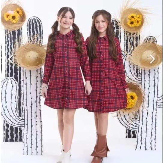 Chamise xadrez infantil e juvenil vestido junino 4 à 12 anos