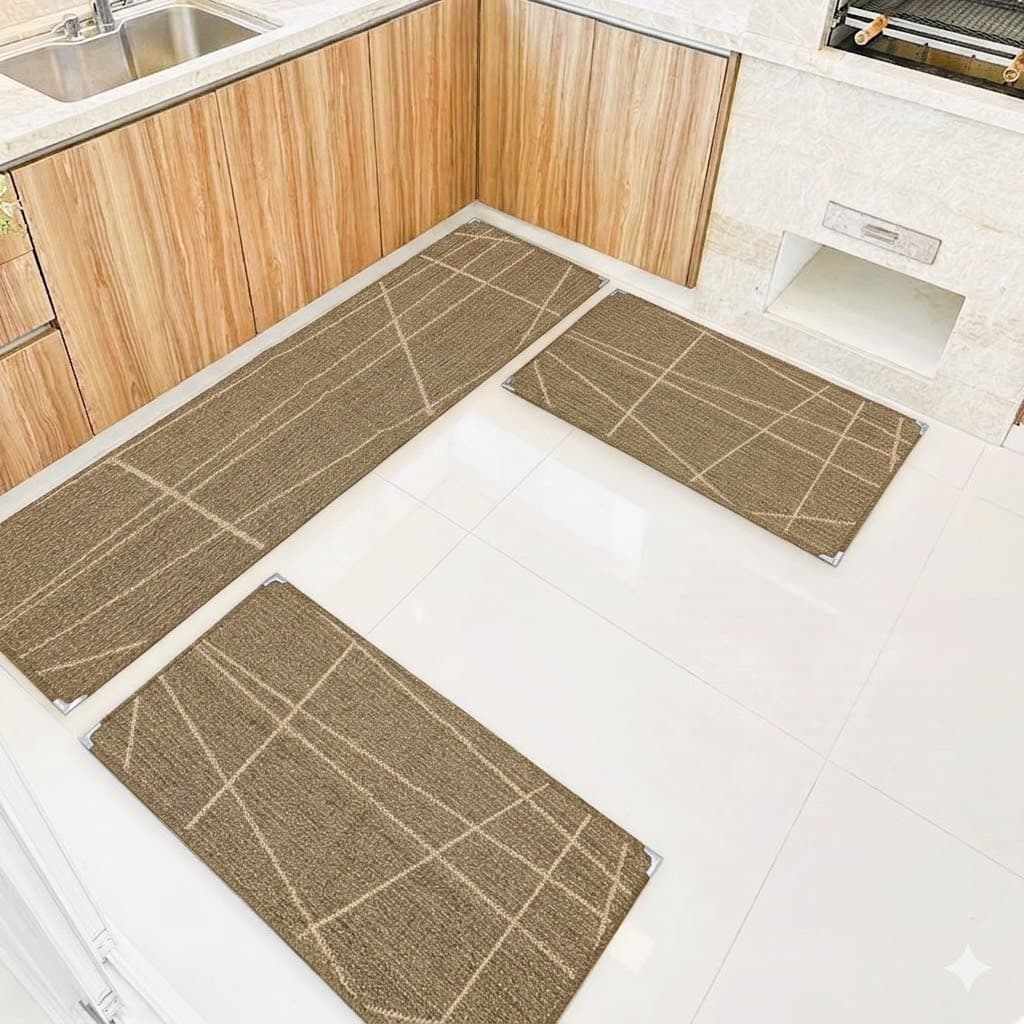 Tapete Antiacaros Kit Para Cozinha Estampado Escuro