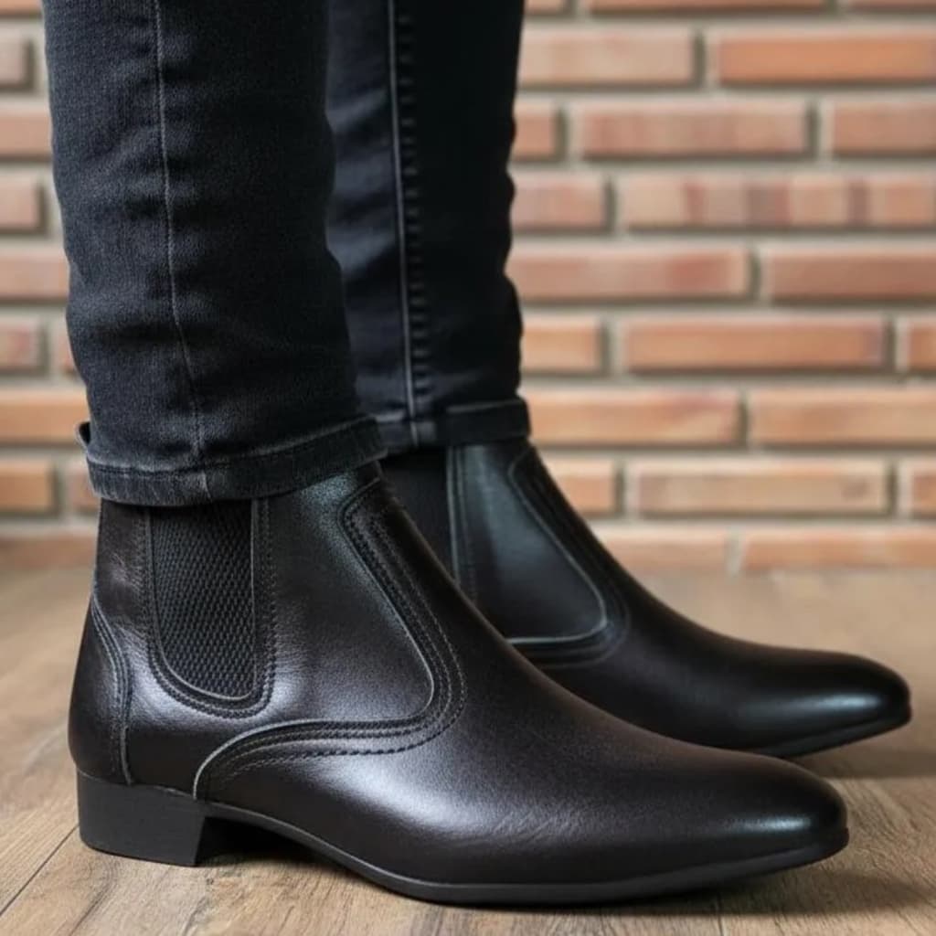 Bota Masculina Feminina Unissex em Couro Legitimo Estilo Country Vaquejada Botina Bico Fino Top 2433