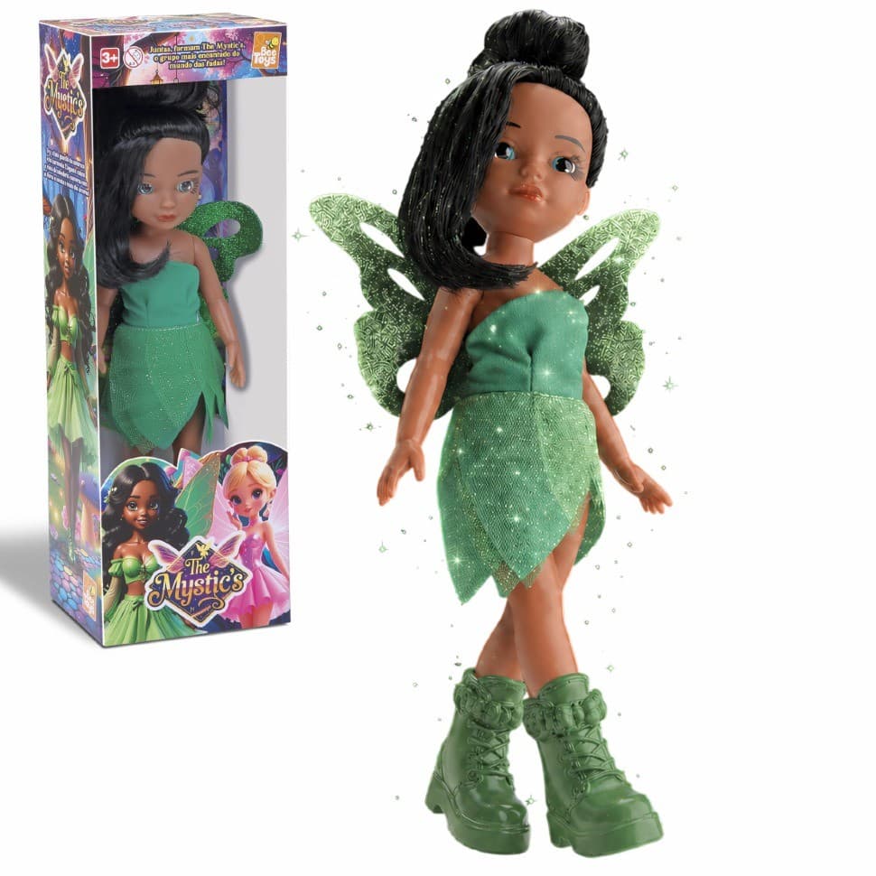 Fadinha Negra Boneca Encantada The Mystics Grande 36cm - Bee Toys -