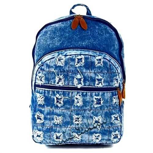 MOCHILAS JUVENIL DE JEANS TAMANHO GRANDE UNISSEX REFORÇADAS