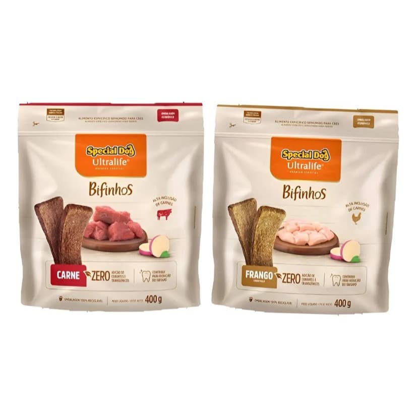 Bifinhos Special Dog Ultralife Carne E Frango 400g Cada