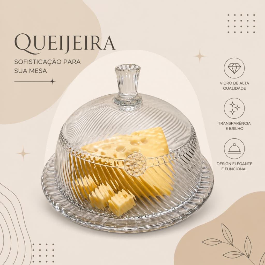 Prato De Bolo/Queijeira De Vidro Transparente - Wincy16,50x19cm