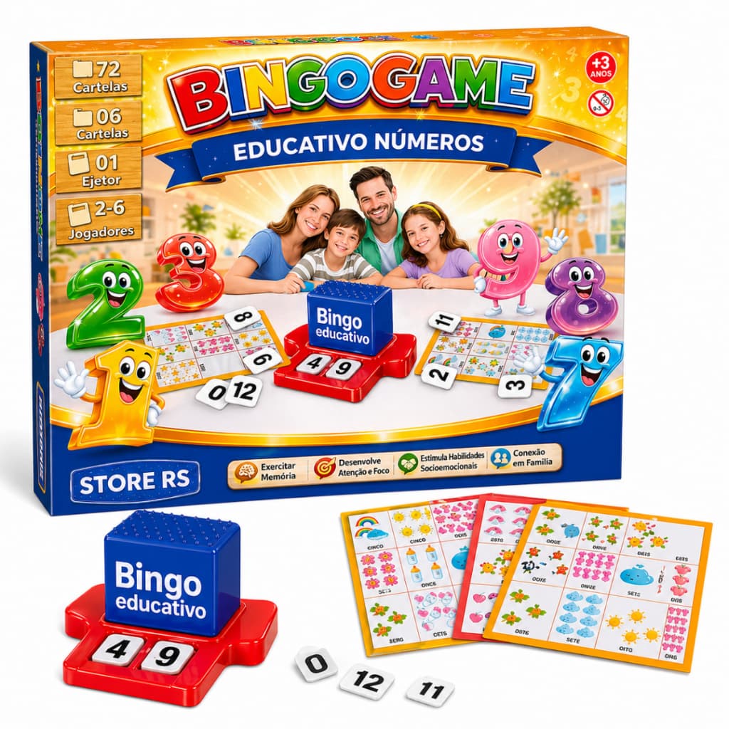 Jogo De Bingo Game Educativo Infantil Números jogo Pedagógico