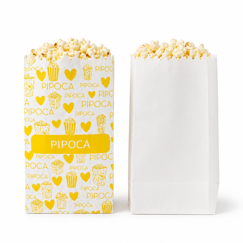 500 Un Saco branco Mono Saquinho p/ pipoca  Lanches Batata e Guloseimas bijuterias 8x11 CM