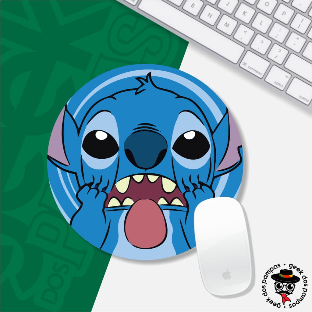 Mouse Pad Stitch 20x20 Redondo Base Emborrachada Antiderrapante Gamer PC Notebook