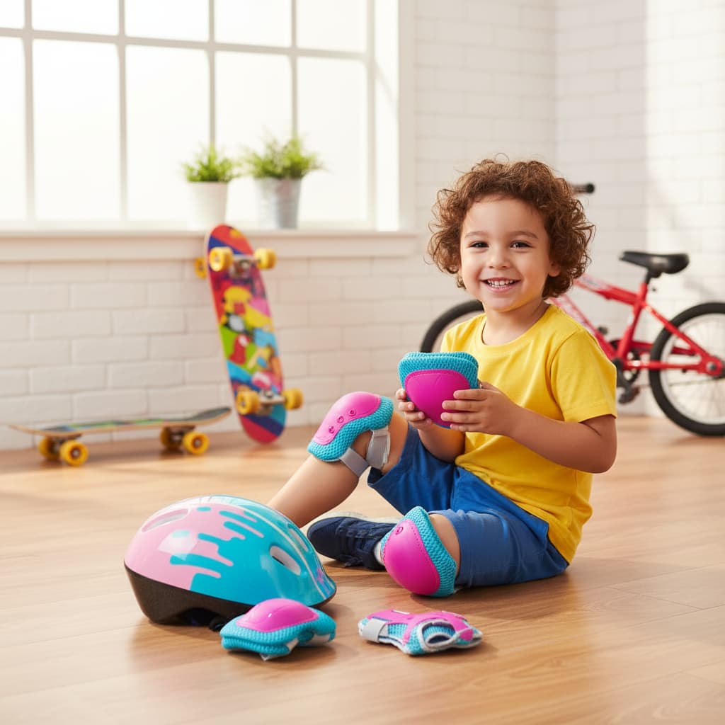 Kit Proteção Infantil Rosa/Sortido P/ Andar De Patins Bicicleta E Skate