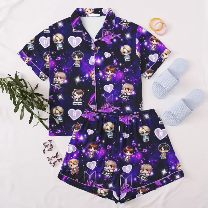 pijama infantil e adulto BTS Stray Kids Americano com botões