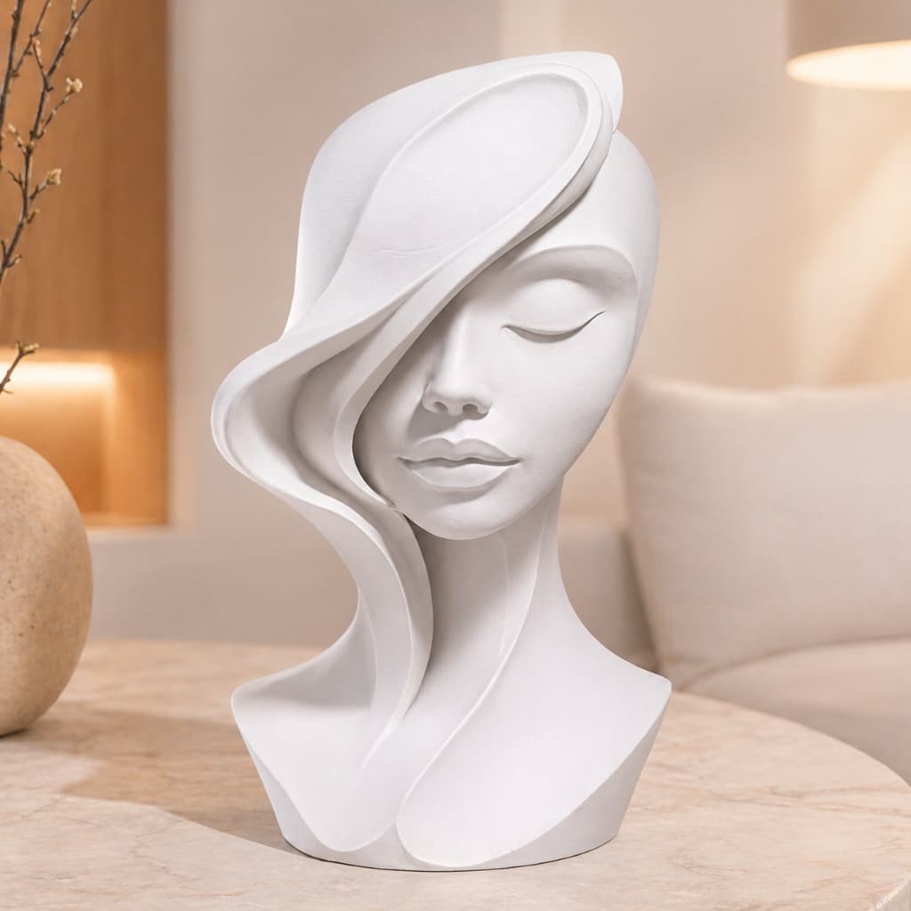 Escultura Decorativa Busto Feminino Abstrato 18cm Alta Qualidade e Detalhes Peça Moderna