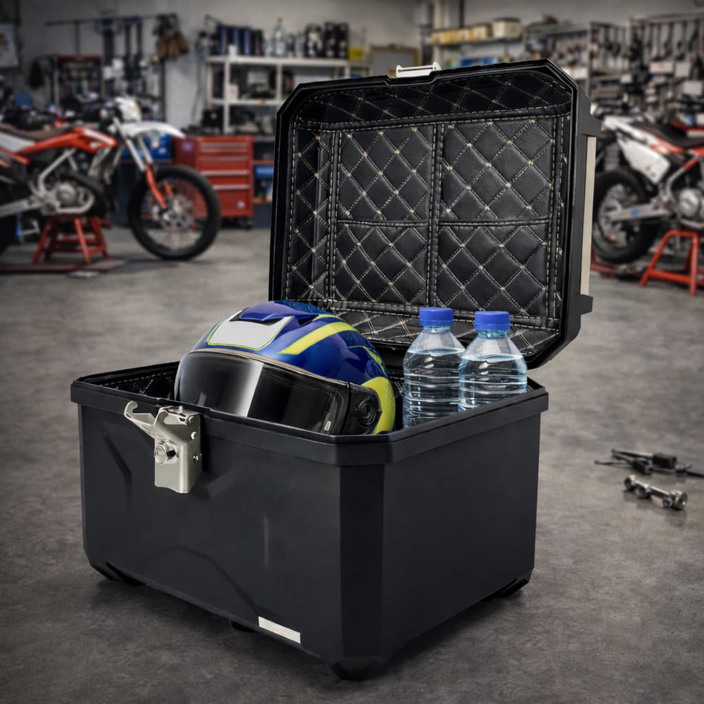 Baú Moto 45L Bauleto Traseiro ABS Reforçado C/ Encosto Universal