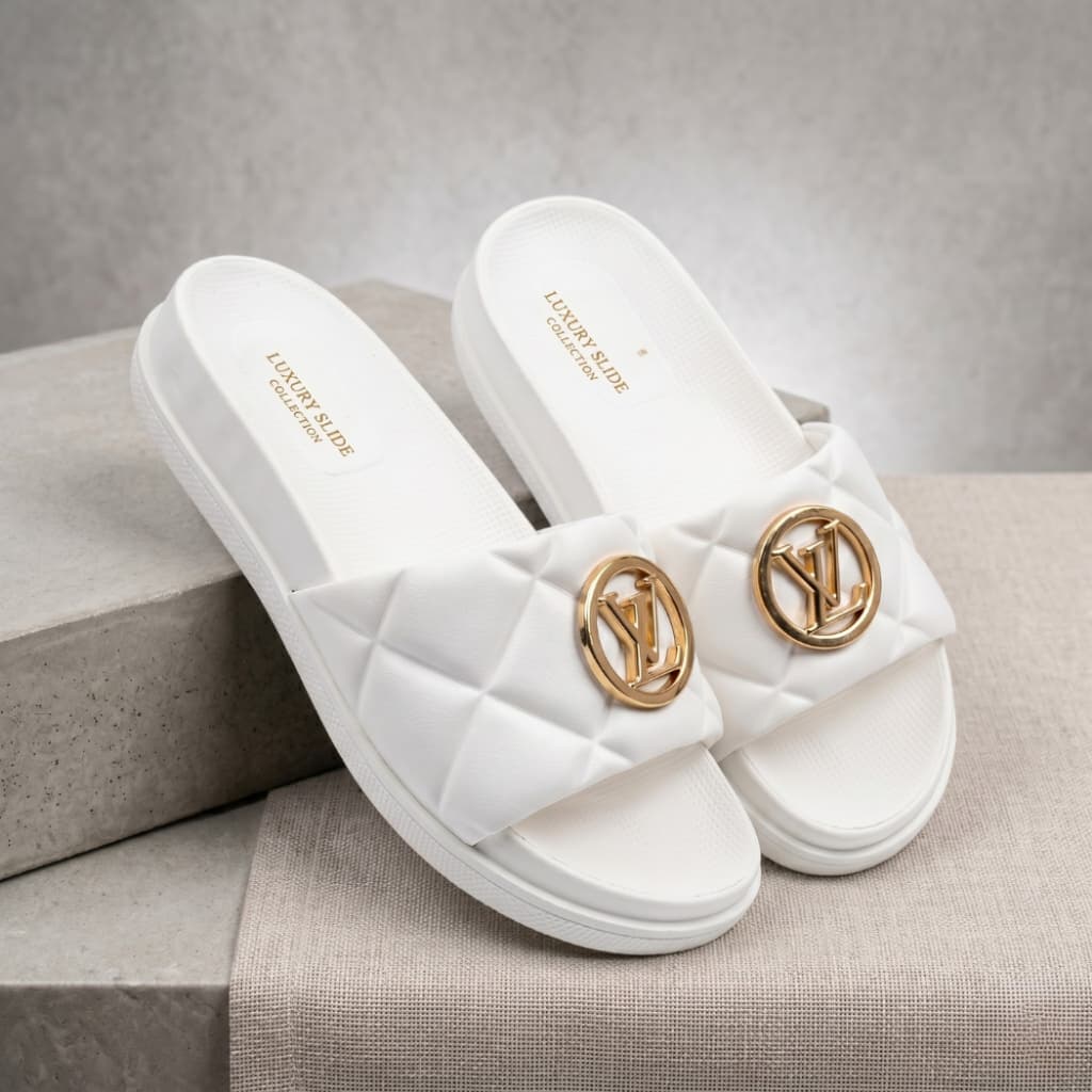 Chinelo Slide Feminino 100% EVA Leve Confortável Com Pingentes Multiplos Dourados ENVIO IMEDIATO!!
