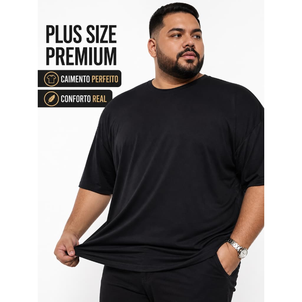 Kit 2 Camisetas Plus Size 100% Algodão Premium Fio 30.1 Confortavel Casual Basico Varias Cores TamG1, G2 e G3