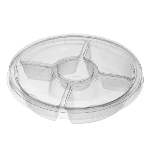 Petisqueira Descartável 4 Divisórias com Tampa Transparente Prática e Versátil para Festas e Doces G540 Incolor