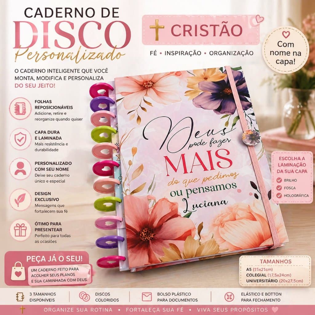 Caderno de Disco Cristão vários modelos e tamanhos