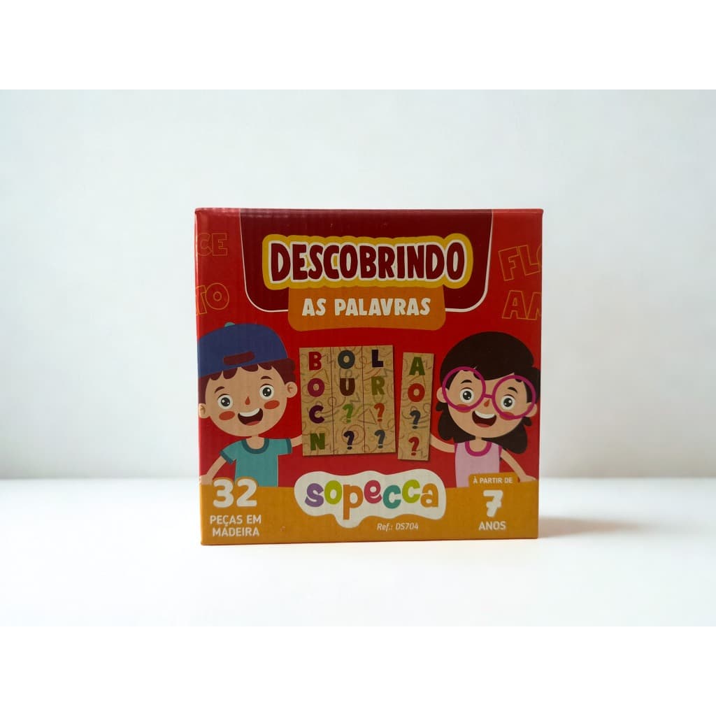 Jogo Educativo Descobrindo as Palavras 32 Peças MDF Alfabetização Infantil-SOPECCA