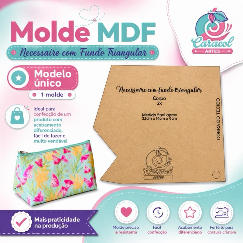 MOLDE EM MDF - Necessaire com fundo Triangular