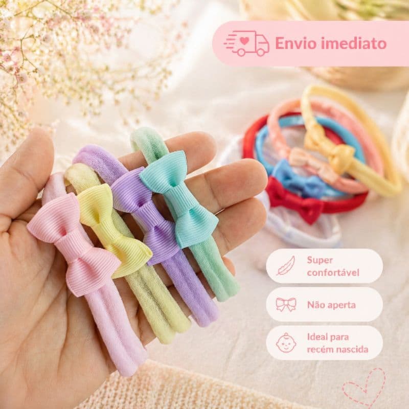 kit 10 Laços na Faixinha recém nascida E Pequenas  RN Lacinhos para Bebê Enxoval maternidade menina