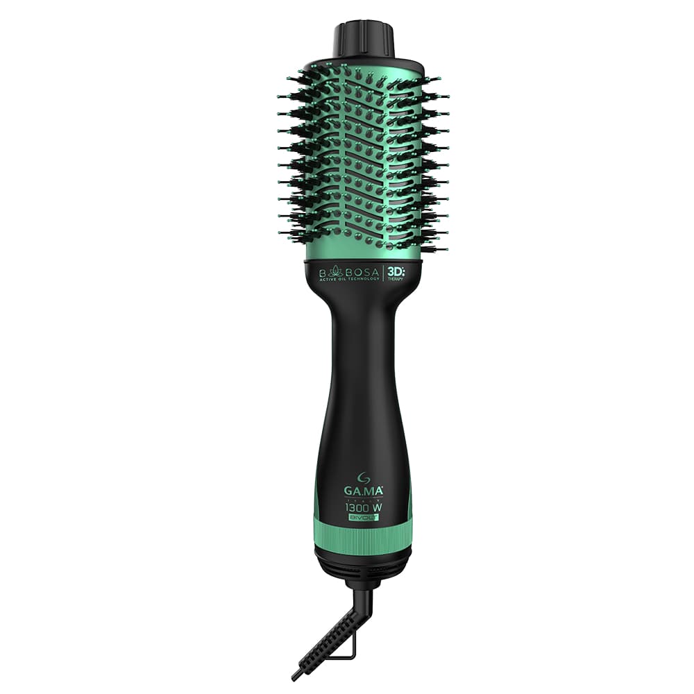 Escova Secadora GA.MA Italy Babosa Brush 3D 1200/1300W Preta/Verde - Bivolt