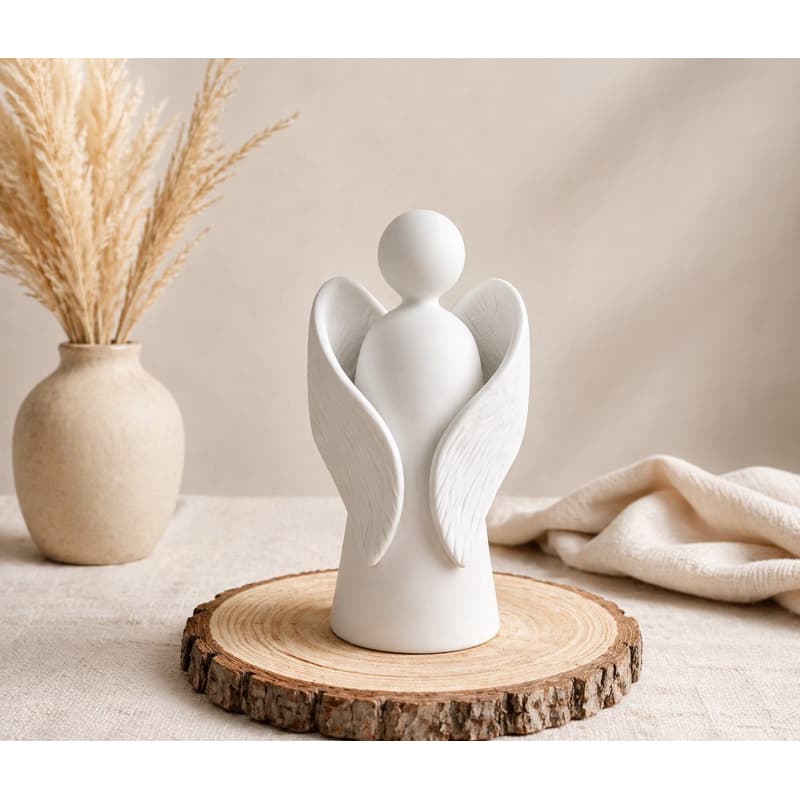 Escultura Anjo Decorativo Branco Minimalista  Presente Decoração Sala Quarto