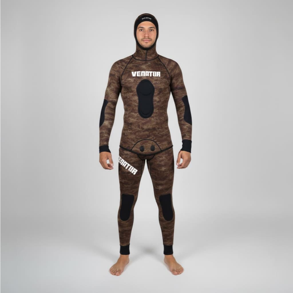 Conjunto Calça + Jaqueta Neoprene Pesca Sub 3mm Dive Motion Venator - Camo Brown