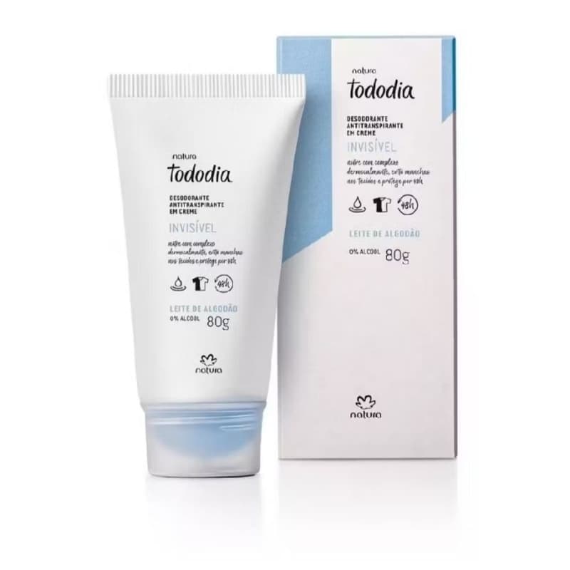Desodorante Antitranspirante Creme Invisível Natura Todo Dia Leite de Algodão 80g – 48h Proteção
