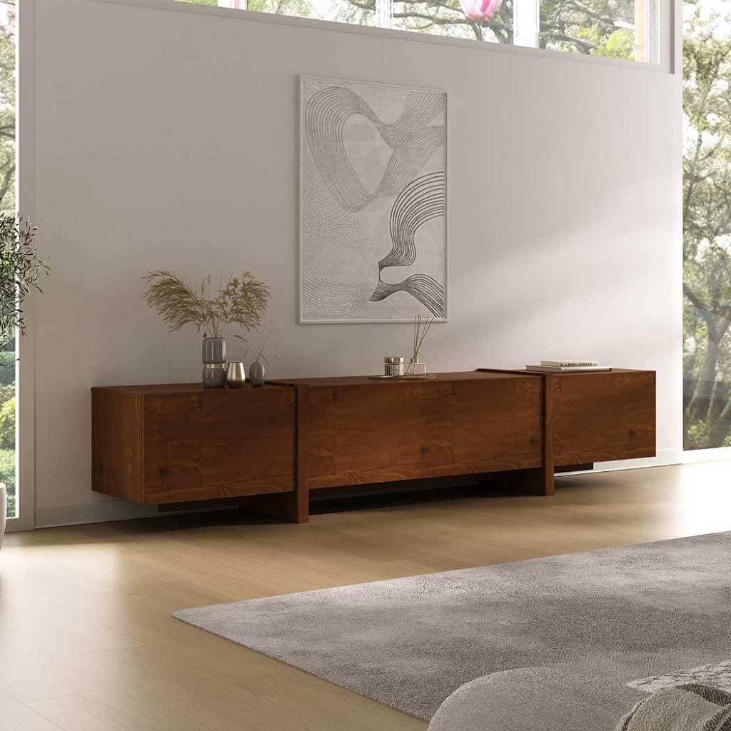 Rack para TV 85'' Grande 220 cm Modular 3 Portas Madeira Castanho Leila