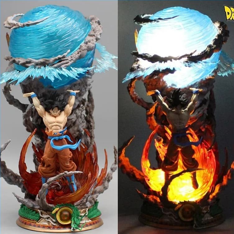 Goku Geikdama Diorama 25cm com Iluminação LED Action Figure Colecionavel Dragonball Z Dragon ball gt Boneco Decoração