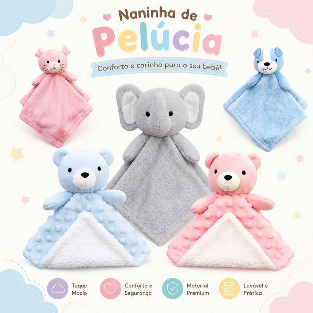 Naninha Para Bebê Ultra Macio Conforto Segurança Naninha Para Bebê Estampa Fofa Toque Suave