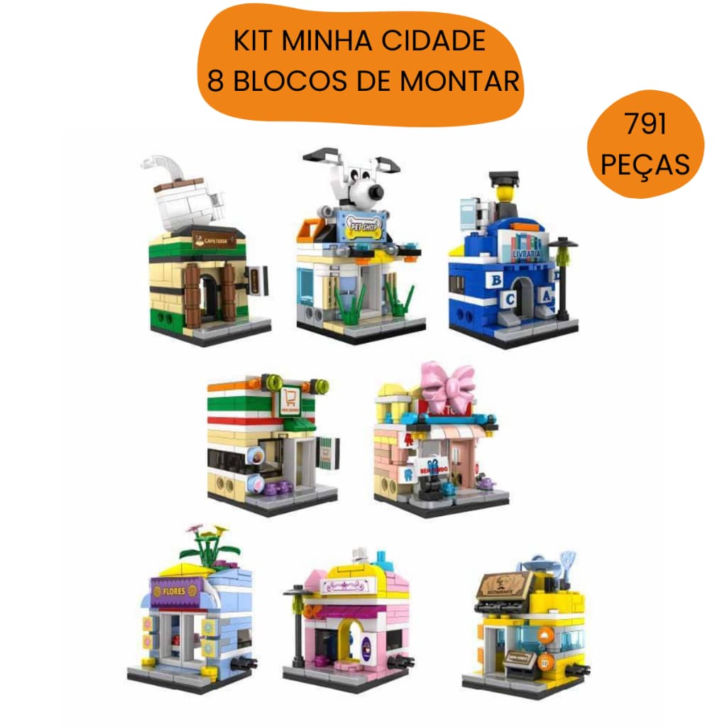 Kit Blocos de Montar Inblox Minha Cidade Infantil Brinquedo Educativo Colecionável STEAM +3 Anos