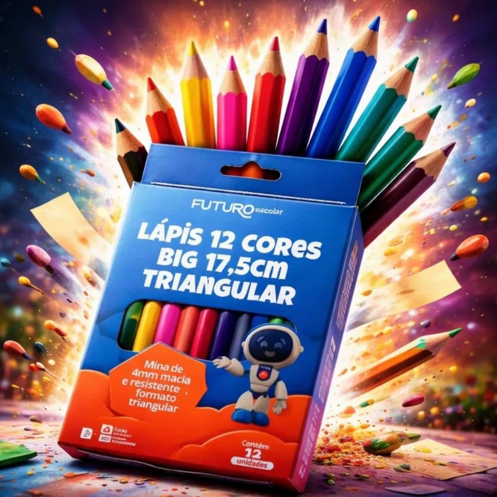 Lápis 12 Cores Triangular Big Jumbo Futuro