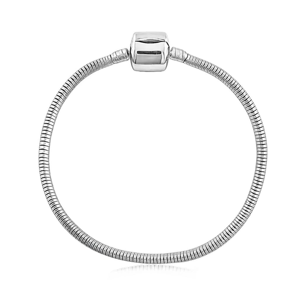 Pulseira Para Berloques em Aço Inox Fecho Tambor