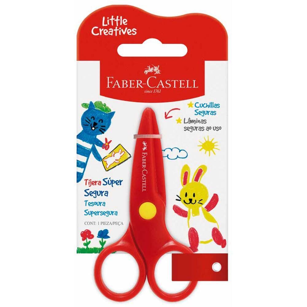 Tesoura Escolar Supersegura - Little Creatives - Para Destro e Canhoto - Faber-Castell