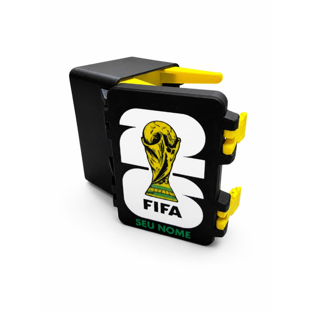 Caixa Porta Figurinhas Personalizada Futebol 2026 | Organizador Colecionável com seu NOME | Para 500 Figuras