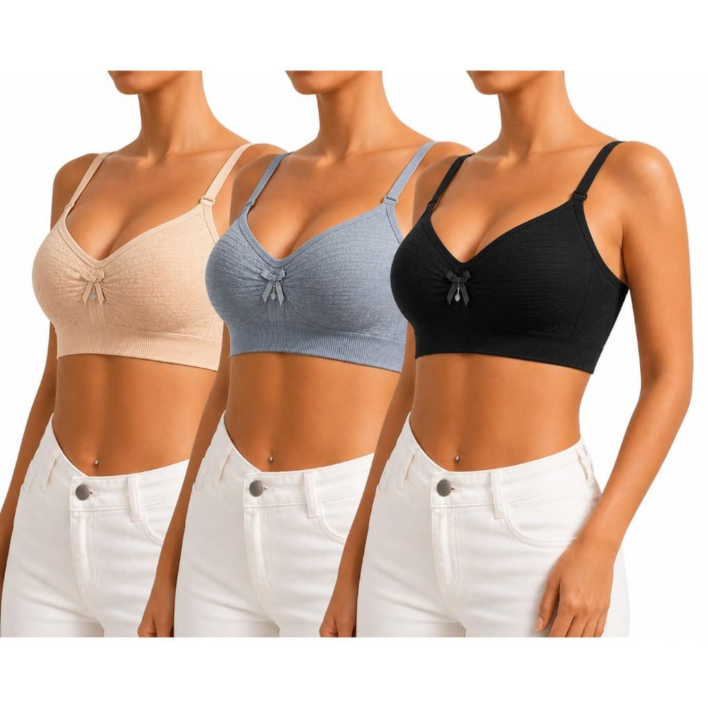 Sutiã Feminino Confortável Sem Aro com Laço | Bojo Fixo | Alças Ajustáveis Sutia Plus Size