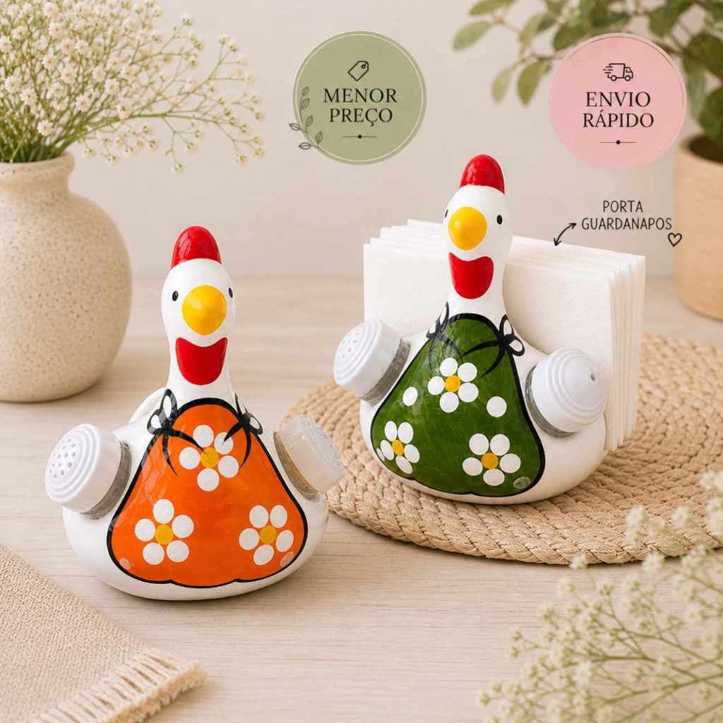 Galinha Porta Guardanapos de Cerâmica - Decoração de Cozinha Retrô