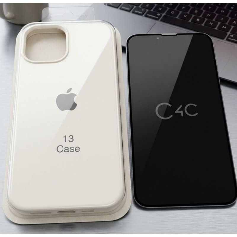 kit Capinha de Silicone iPhone 13 + Película de Privacidade.