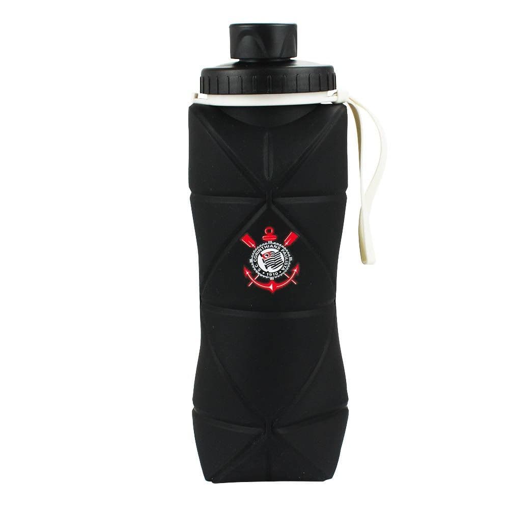 Garrafa Dobrável Silicone Corinthians 550ml Portátil Academia Viagem