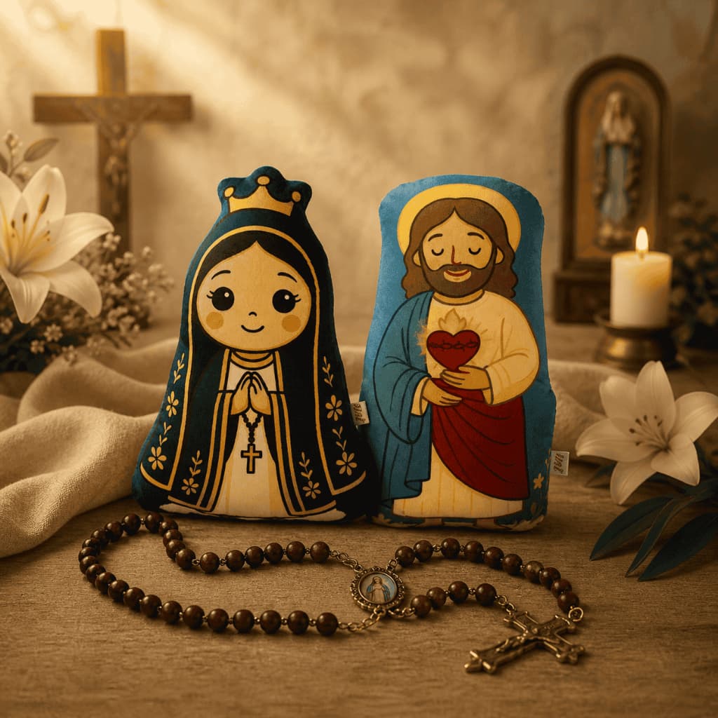 Almofada Infantil Decorativa Naninha Religiosa Jesus Nossa Senhora Aparecida Santo Antonio 30cm