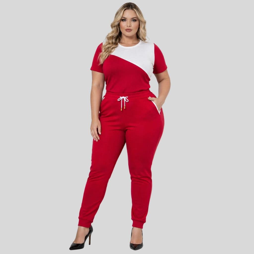 Conjunto Blusa e Calça Plus Size Feminino. Conjunto Plus Size Feminino no Crepe de Malha.