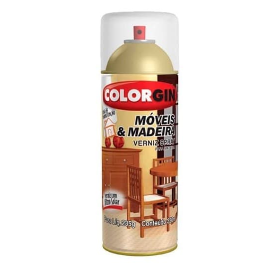 Spray Verniz Colorgin p/ movéis e madeira Brilhante 350ml - Natural - cod: 765