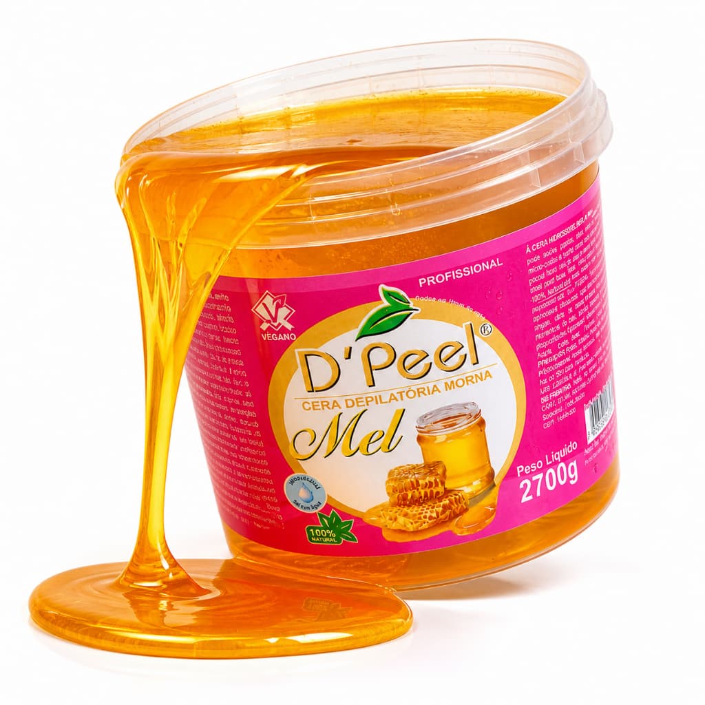 Cera Depilatória Hidrossolúvel D'PEEL Balde 2700g Mel, Camomila, Cera Negra, Algas