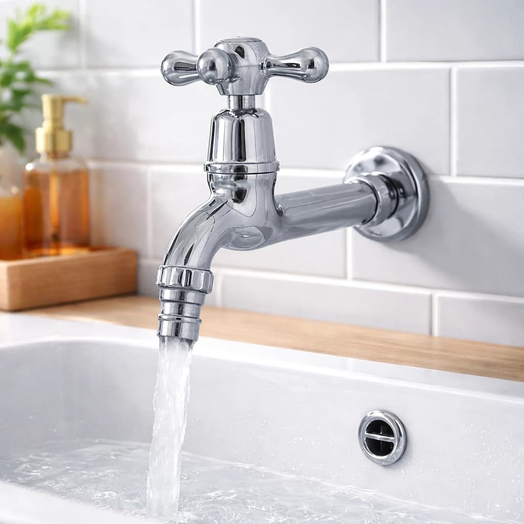 Torneira Cromada Resistente Água Lavanderia Banheiro Cozinha Fácil Instalação Bica Brilhante