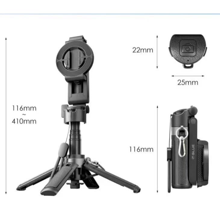 Magnético Tripé E Bastão De Selfie 360° Dobrável E Portátil Com Controle