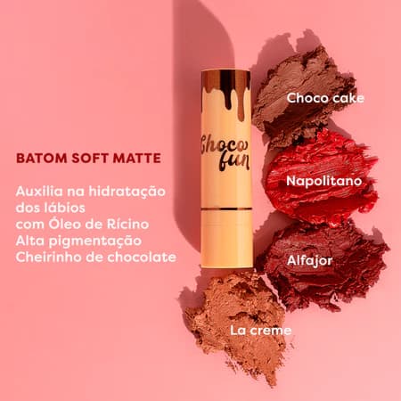 Batom Soft Matte Choco Fun Fenzza Novas Cores Napolitano